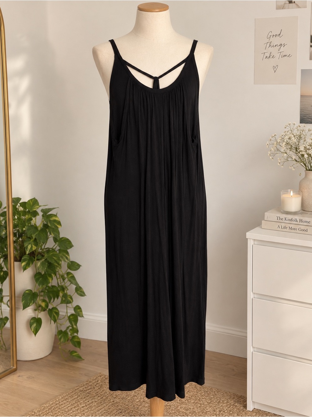 Cynthia Rowley Black Strappy Maxi Dress